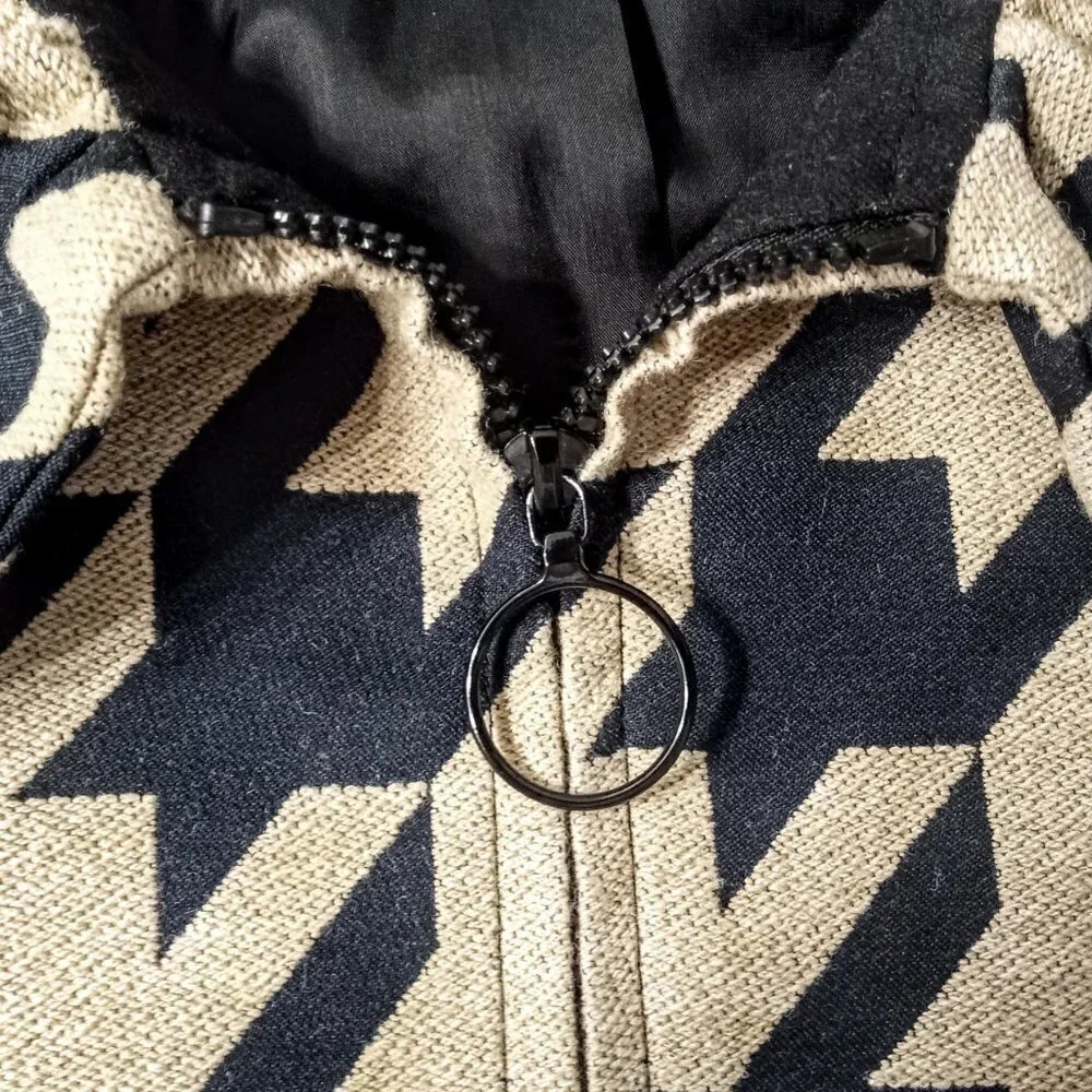 Akris Punto Black Camel Houndstooth Tweed Jacket